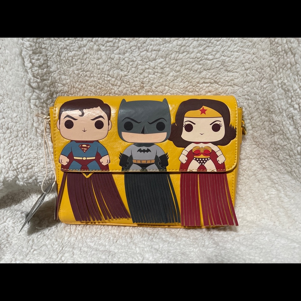 DC Comics Fringe Capes Batman Wonder Woman Loungefly Crossbody Purse Handbag New
